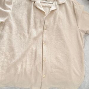 Denim-and-flower Men's Cream and Yellow Shirt